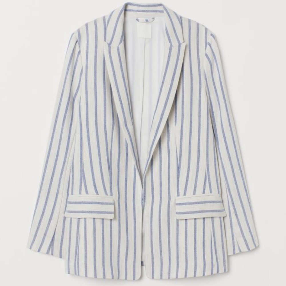 H&M striped linen blazer